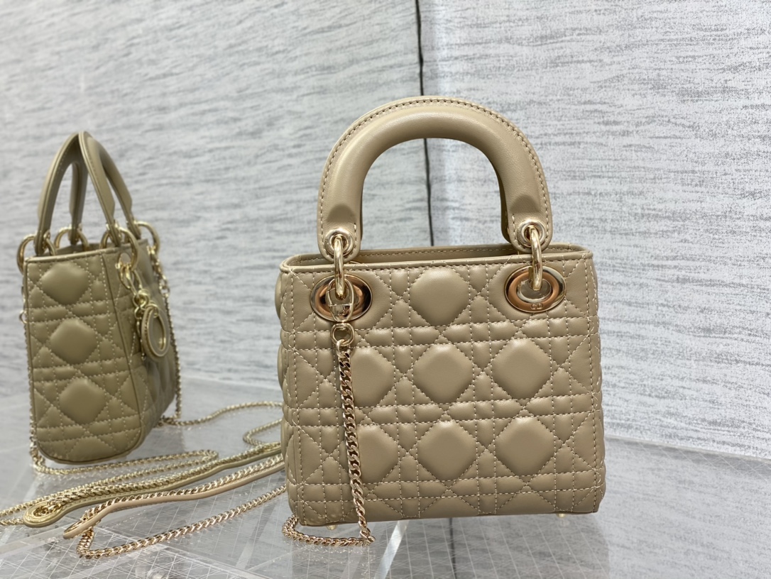 Mini Lady Dior Bag Warm Taupe Cannage Lambskin